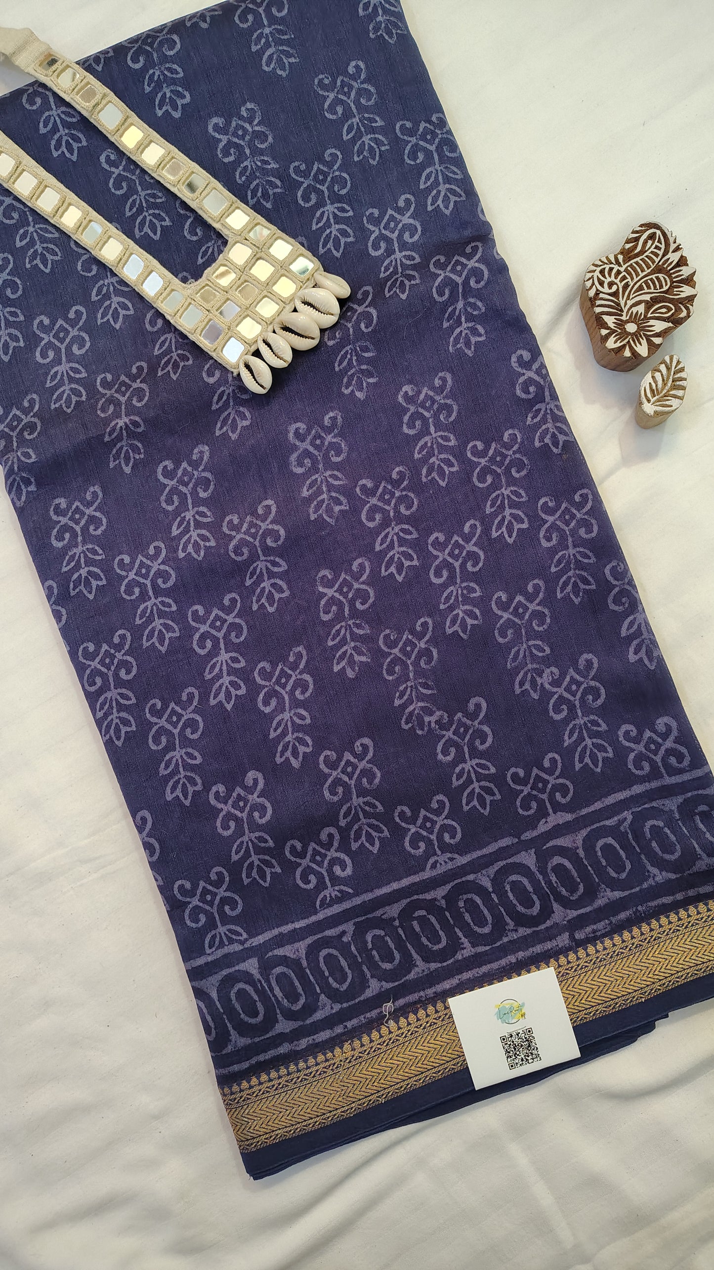 Handblock Printed Maheshwari Silk Saree – Lightweight, Traditional Elegance