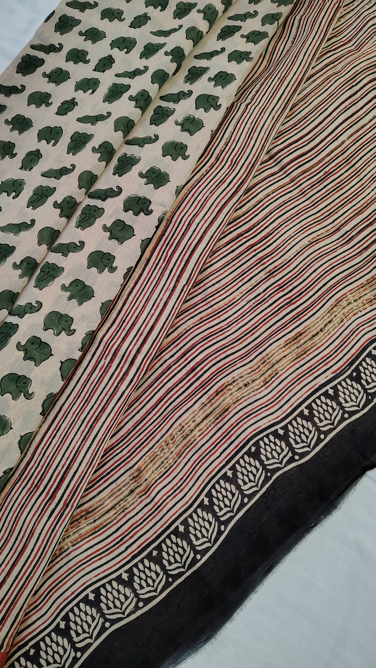 Handblock Printed Maheshwari Silk Saree – Lightweight, Traditional Elegance