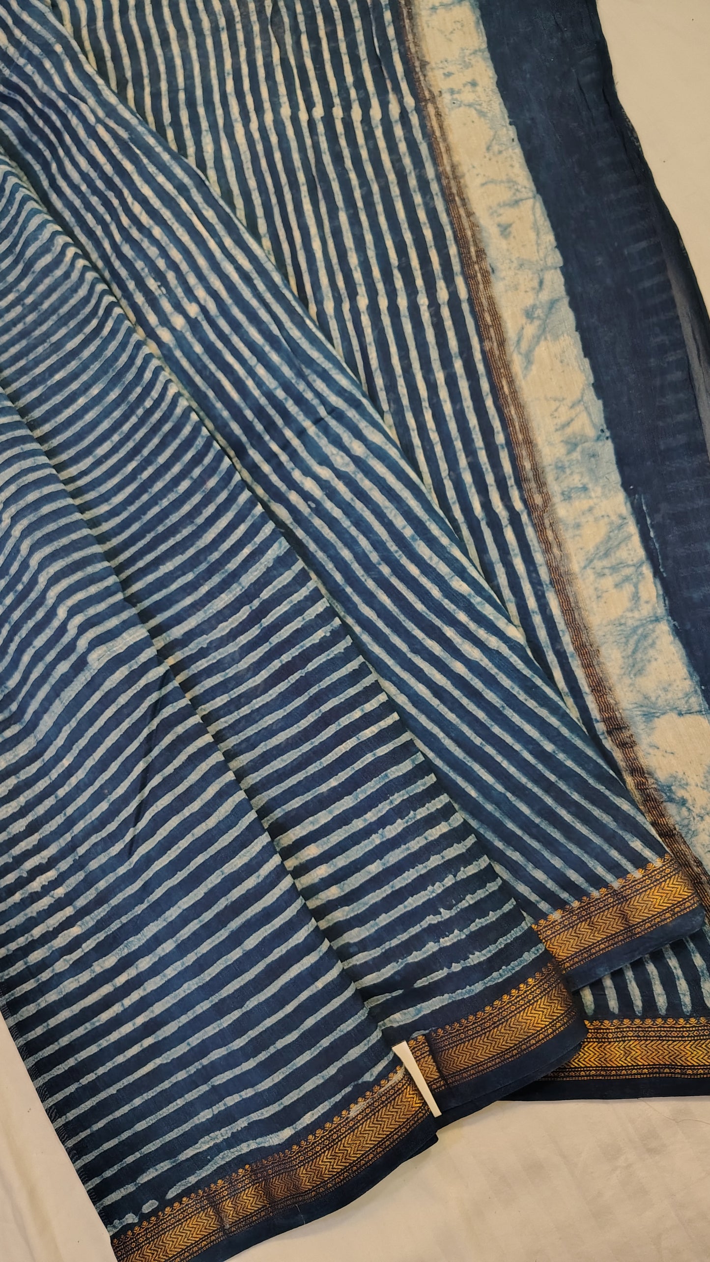 Handblock Printed Maheshwari Silk Saree – Lightweight, Traditional Elegance
