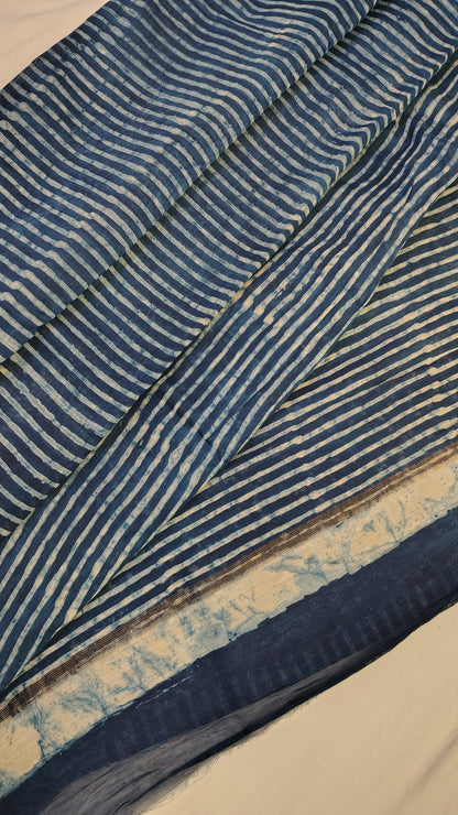 Handblock Printed Maheshwari Silk Saree – Lightweight, Traditional Elegance