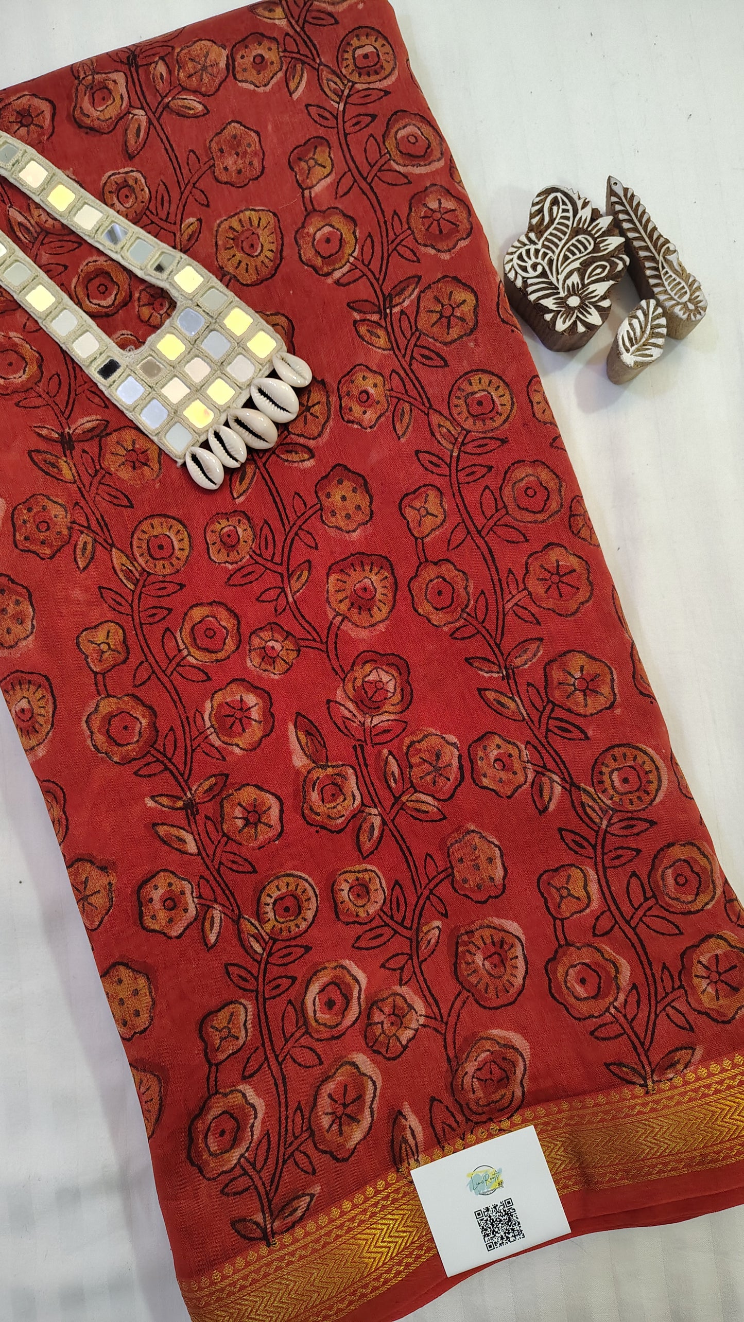 Handblock Printed Maheshwari Silk Saree – Lightweight, Traditional Elegance