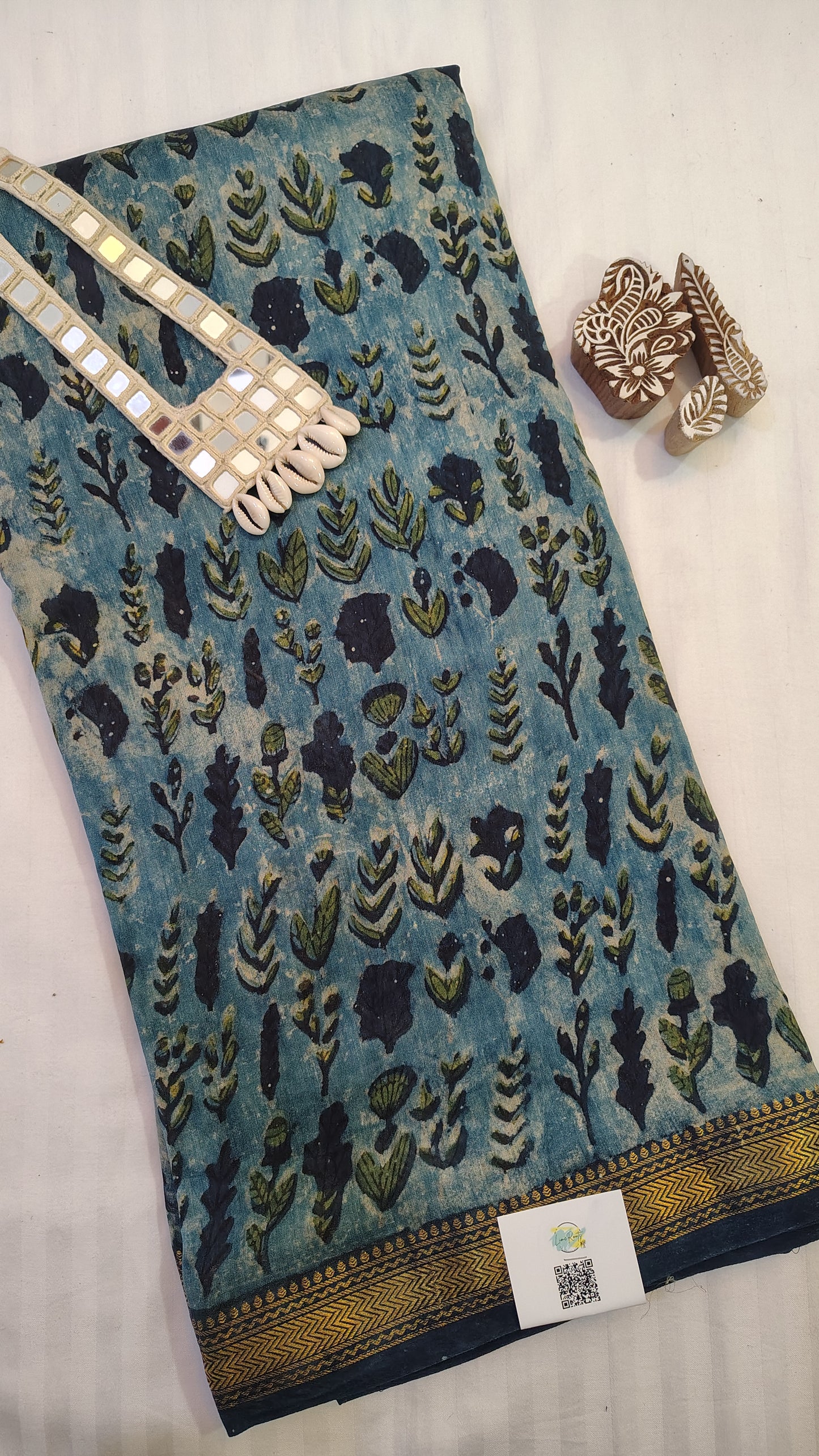 Handblock Printed Maheshwari Silk Saree – Lightweight, Traditional Elegance