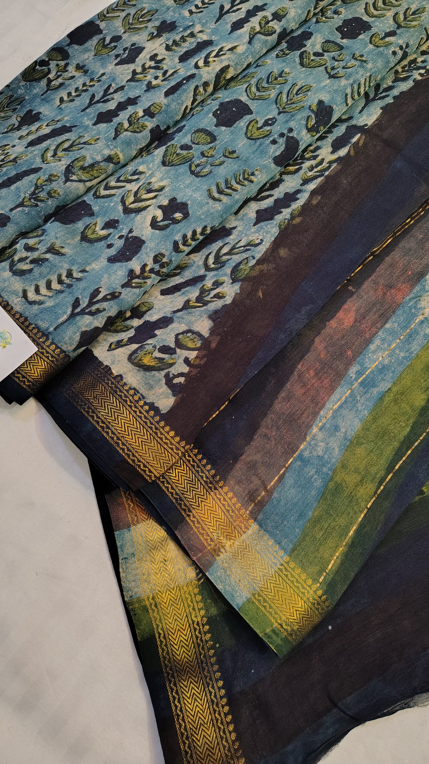 Handblock Printed Maheshwari Silk Saree – Lightweight, Traditional Elegance