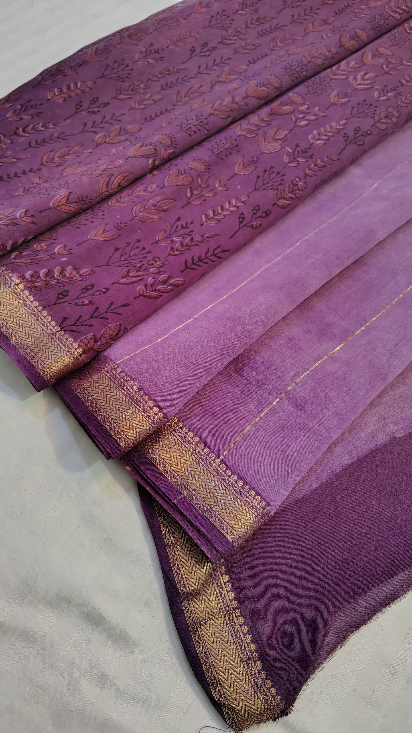 Handblock Printed Maheshwari Silk Saree – Lightweight, Traditional Elegance