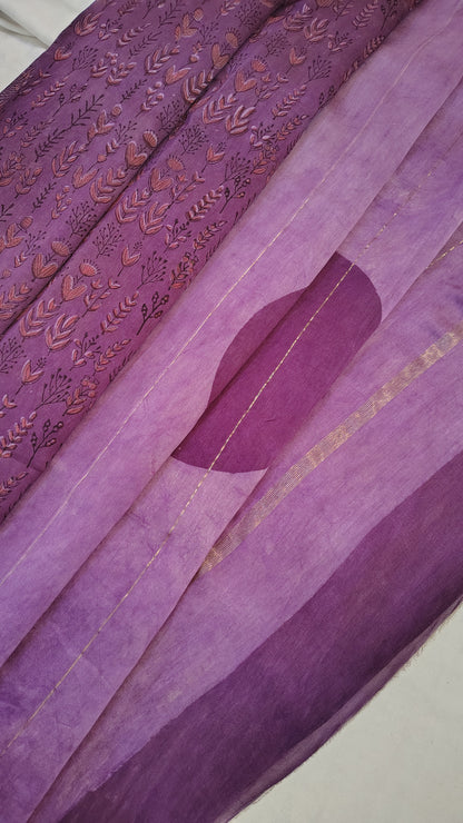 Handblock Printed Maheshwari Silk Saree – Lightweight, Traditional Elegance