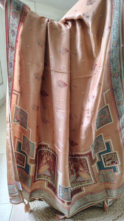 Banarasi Tissue Silk Saree with Figure Weaves – Heritage Elegance in Gold