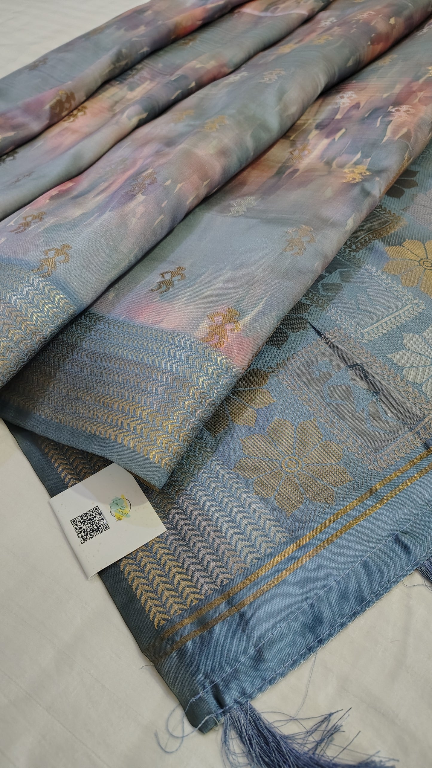 Blue Soft tye and dye Rich Pallu Semi Silk Saree