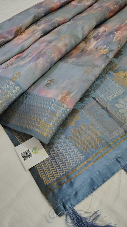Blue Soft tye and dye Rich Pallu Semi Silk Saree