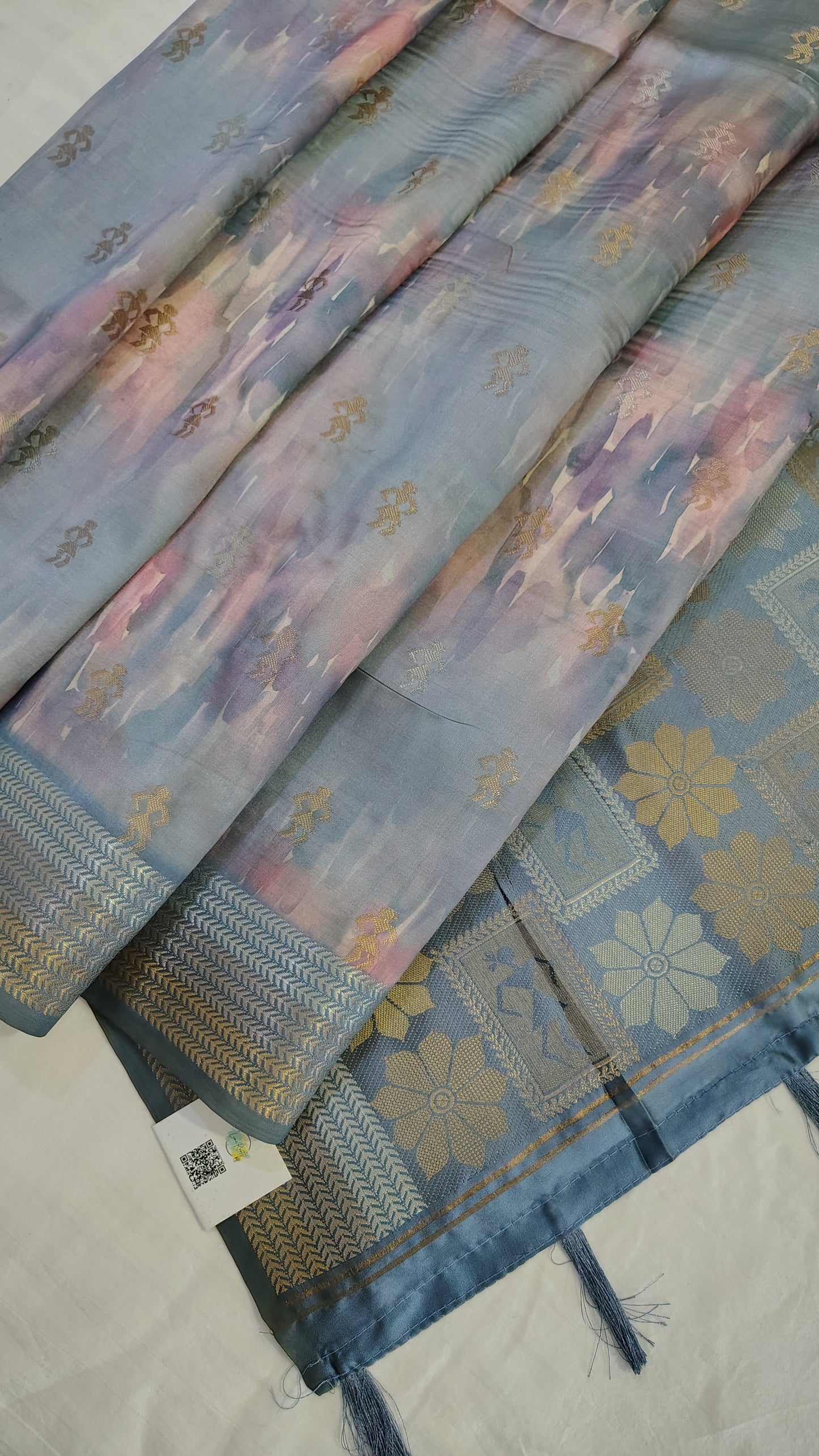 Blue Soft tye and dye Rich Pallu Semi Silk Saree