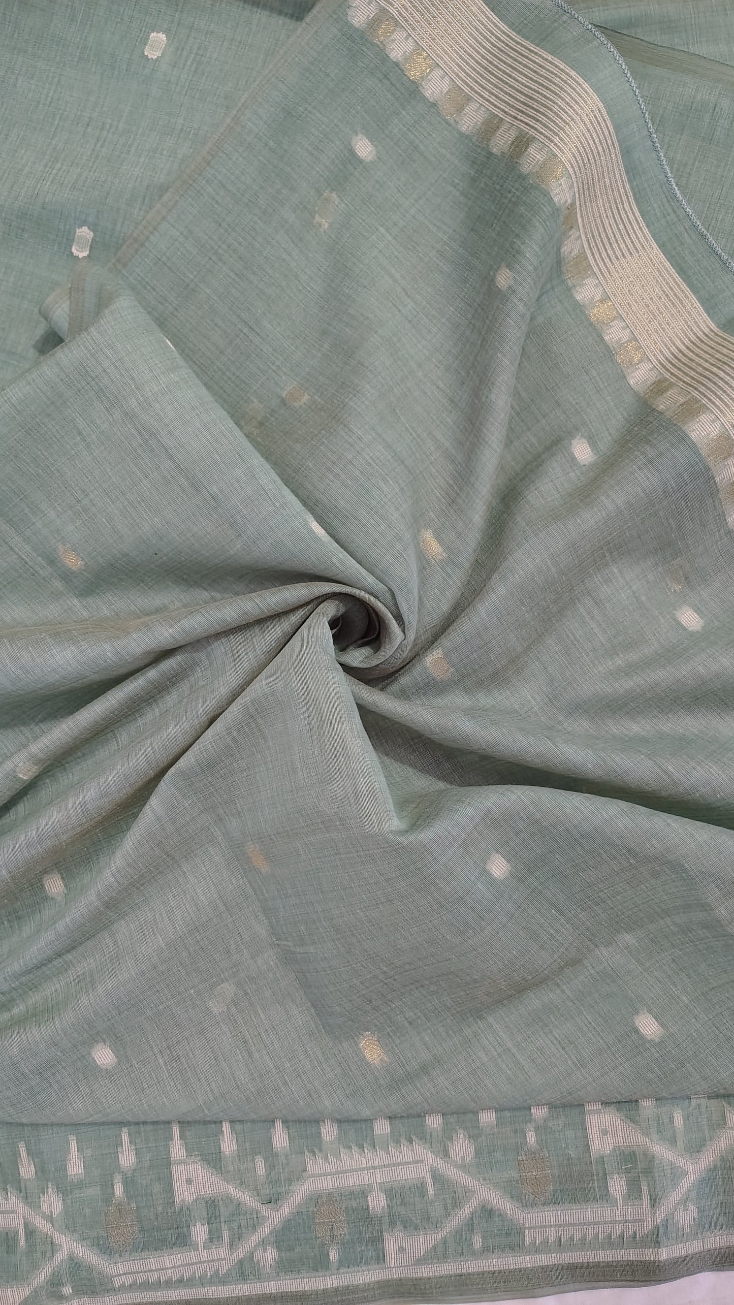 Sea green Munga Silk Jamdani