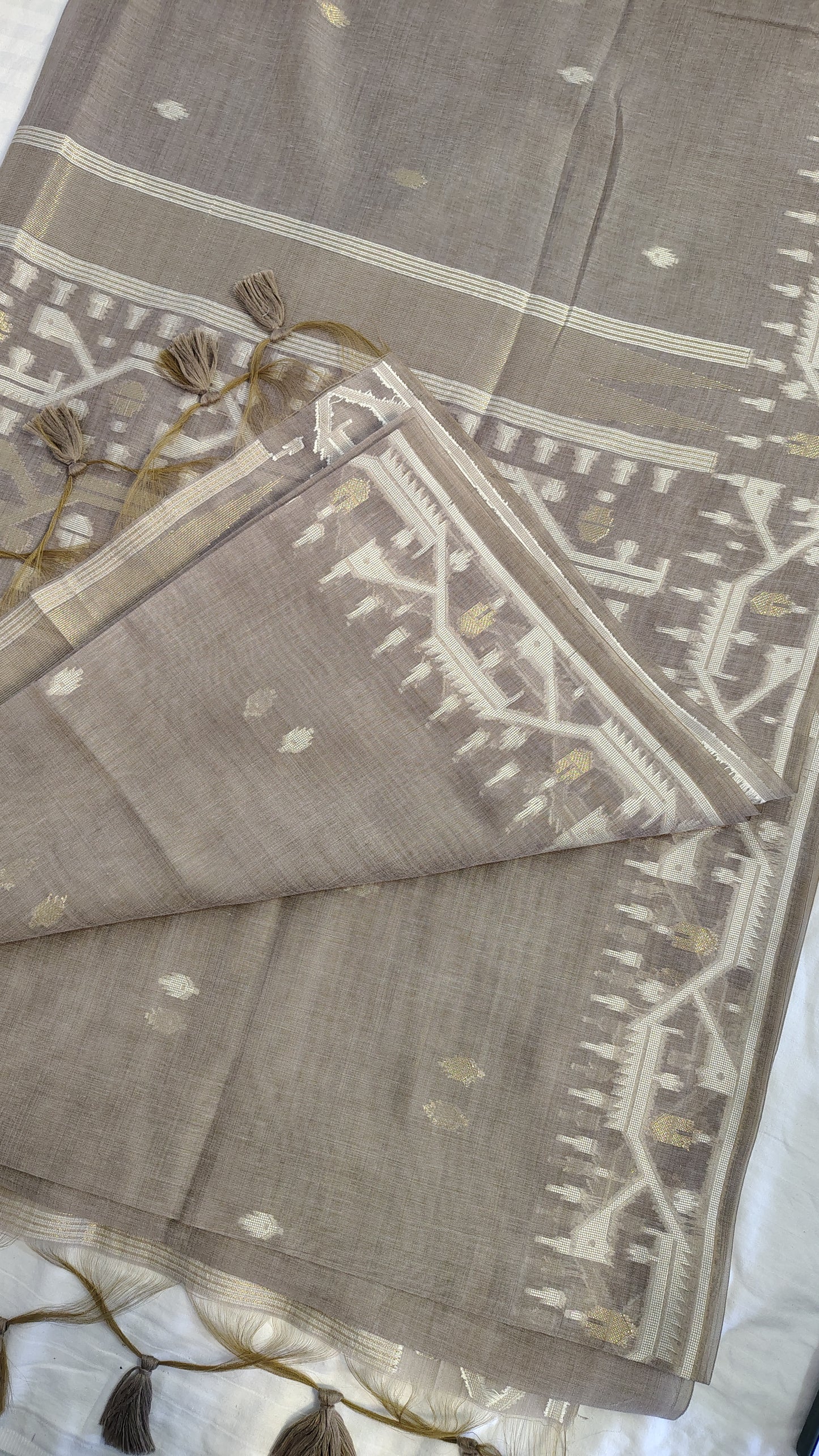 Grey Munga Silk Jamdani