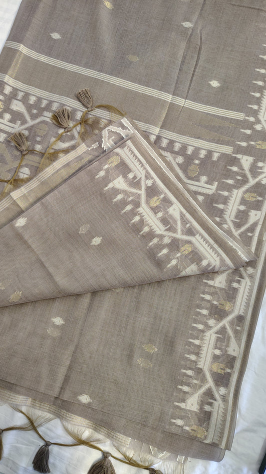 Grey Munga Silk Jamdani