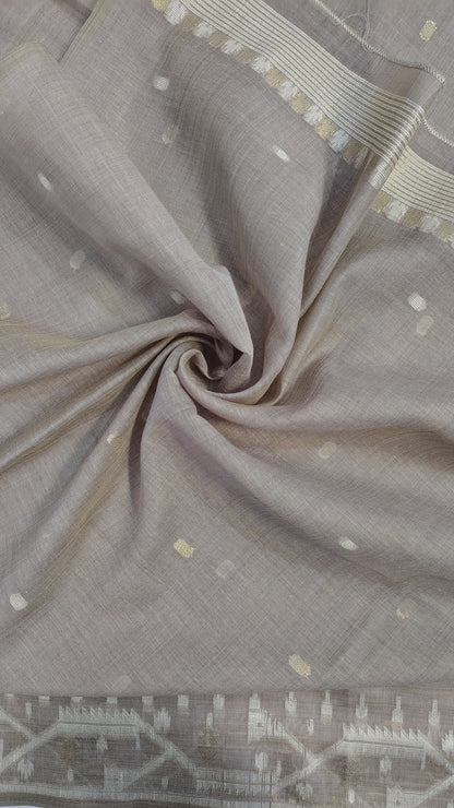 Grey Munga Silk Jamdani