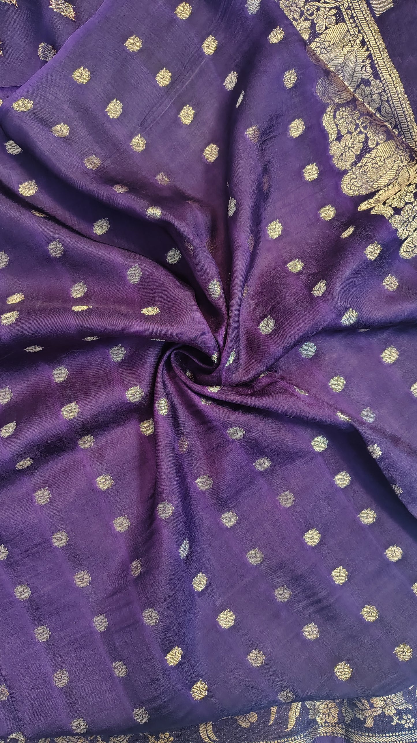 Wine Banarasi silk bird weave