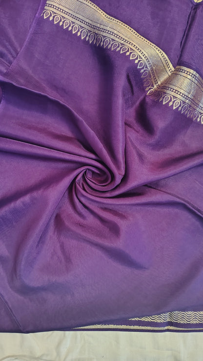 Wine Semi Banarasi silk | bird weave