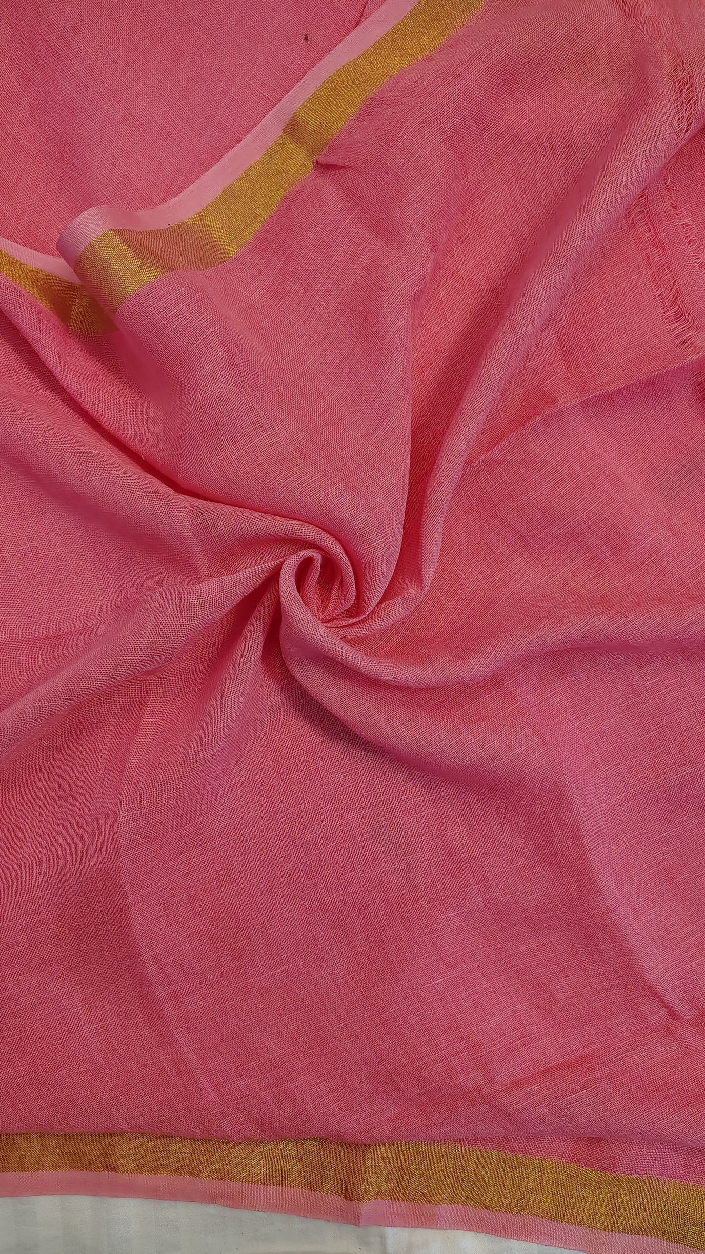 Pink Linen Lotus jamdani Saree