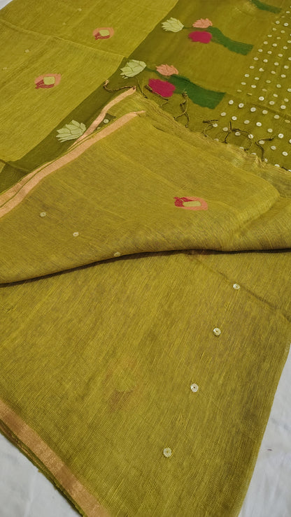 Green Lotus Pure Linen silk