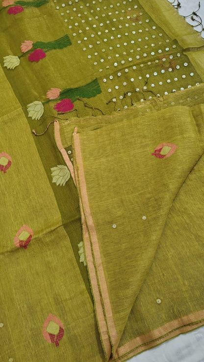 Green Lotus Pure Linen silk