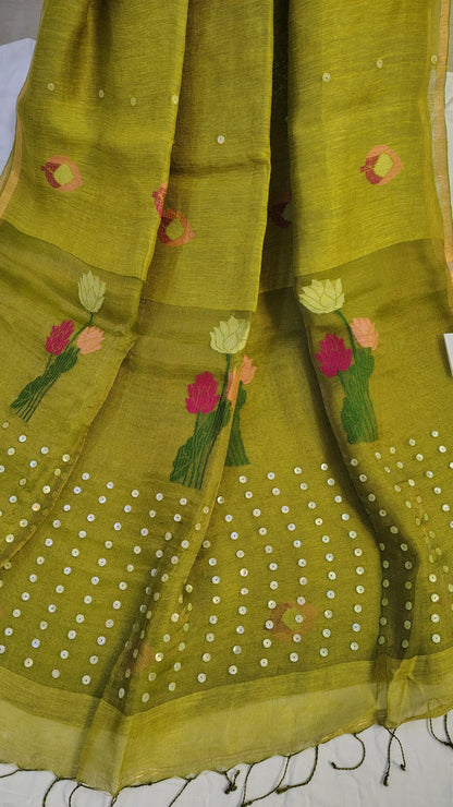 Green Lotus Pure Linen silk