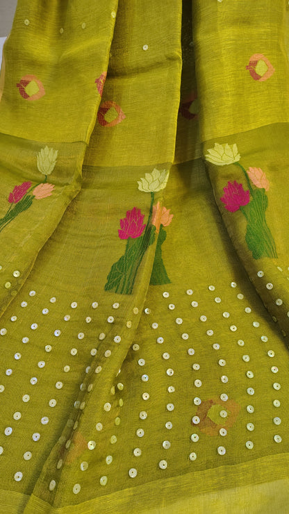 Green Lotus Pure Linen silk