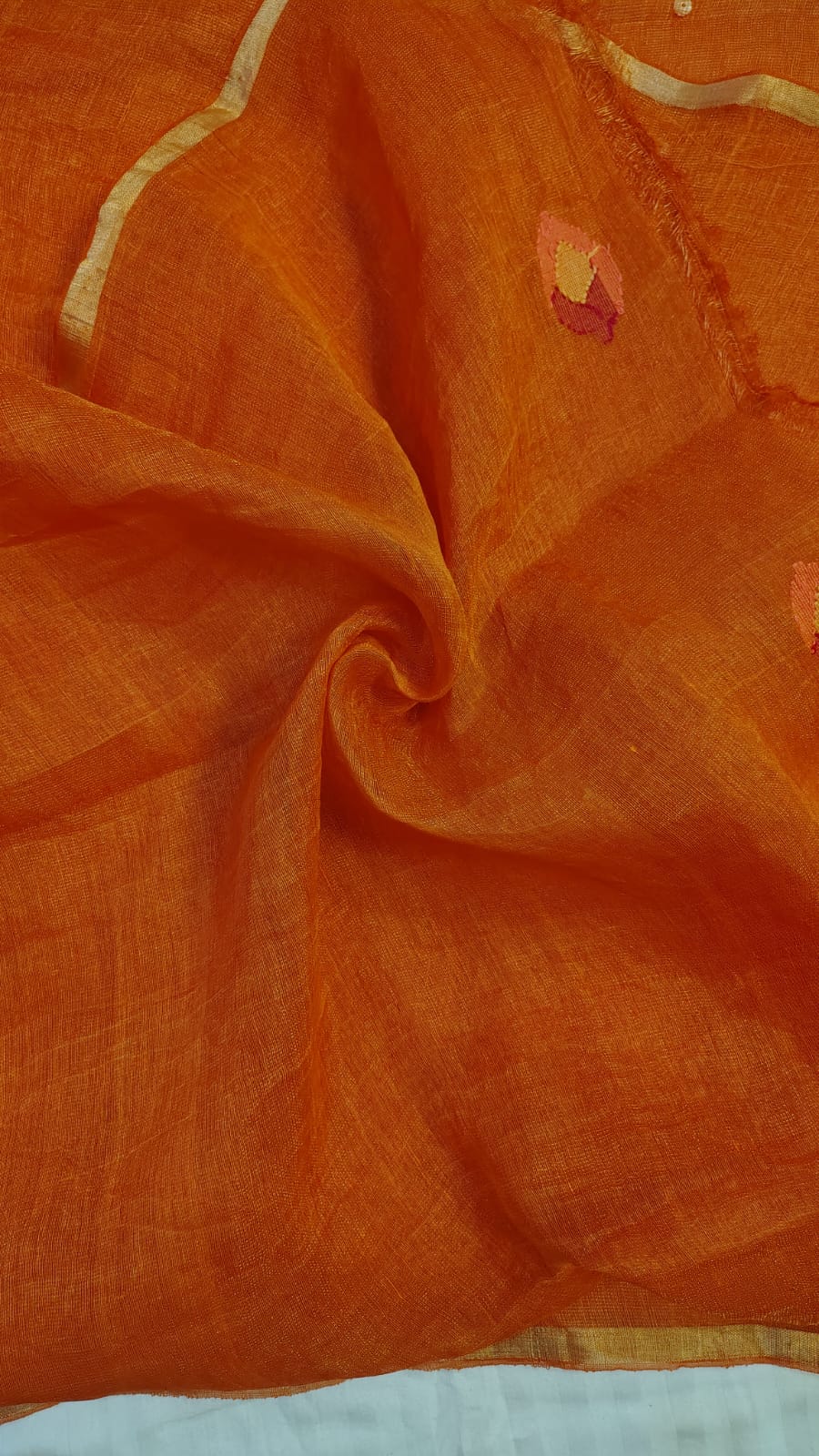 Orange Lotus Pure Linen silk
