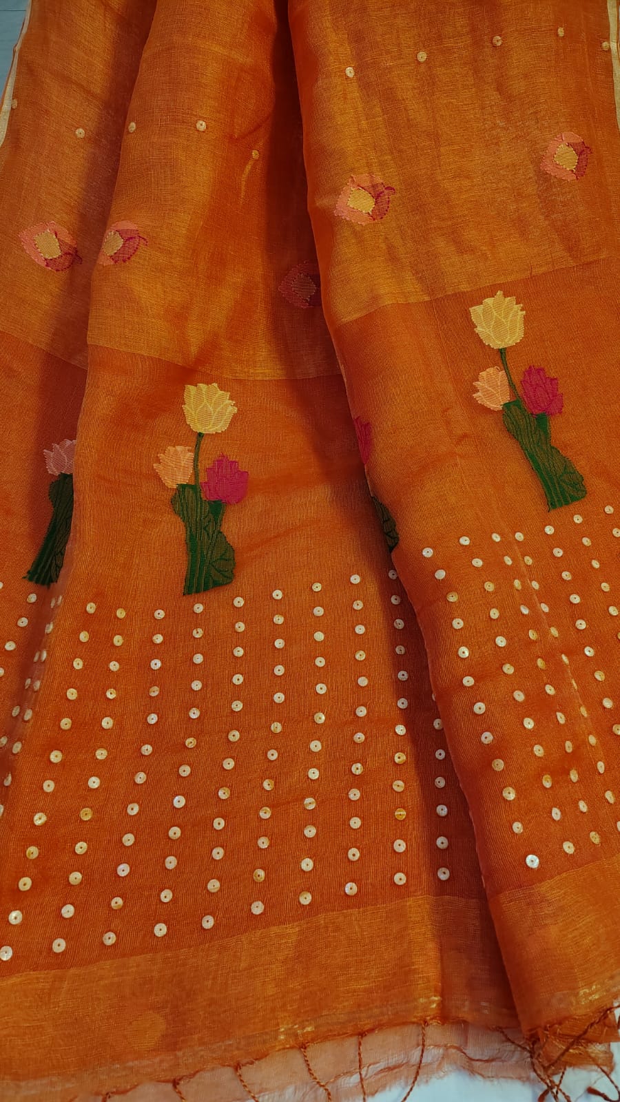 Orange Lotus Pure Linen silk