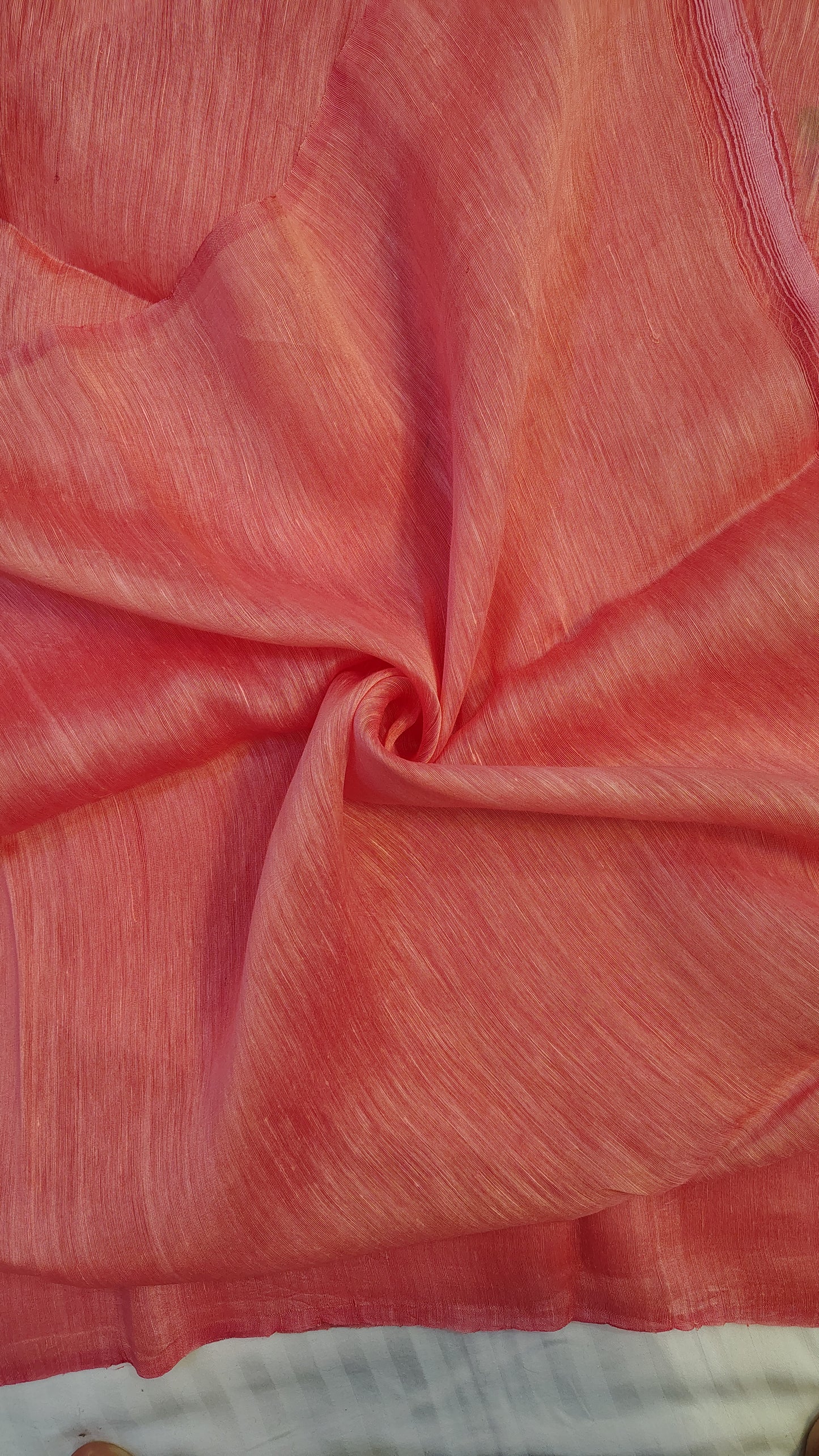 Coral linen Silk Jamdani| Bird weave