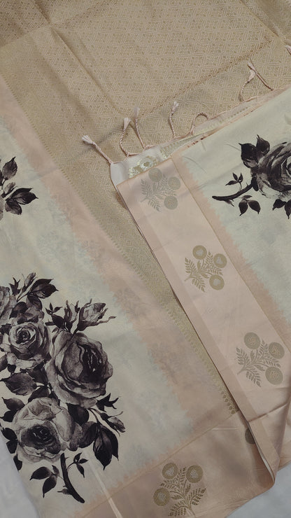 Ivory Semi Modal floral print  saree