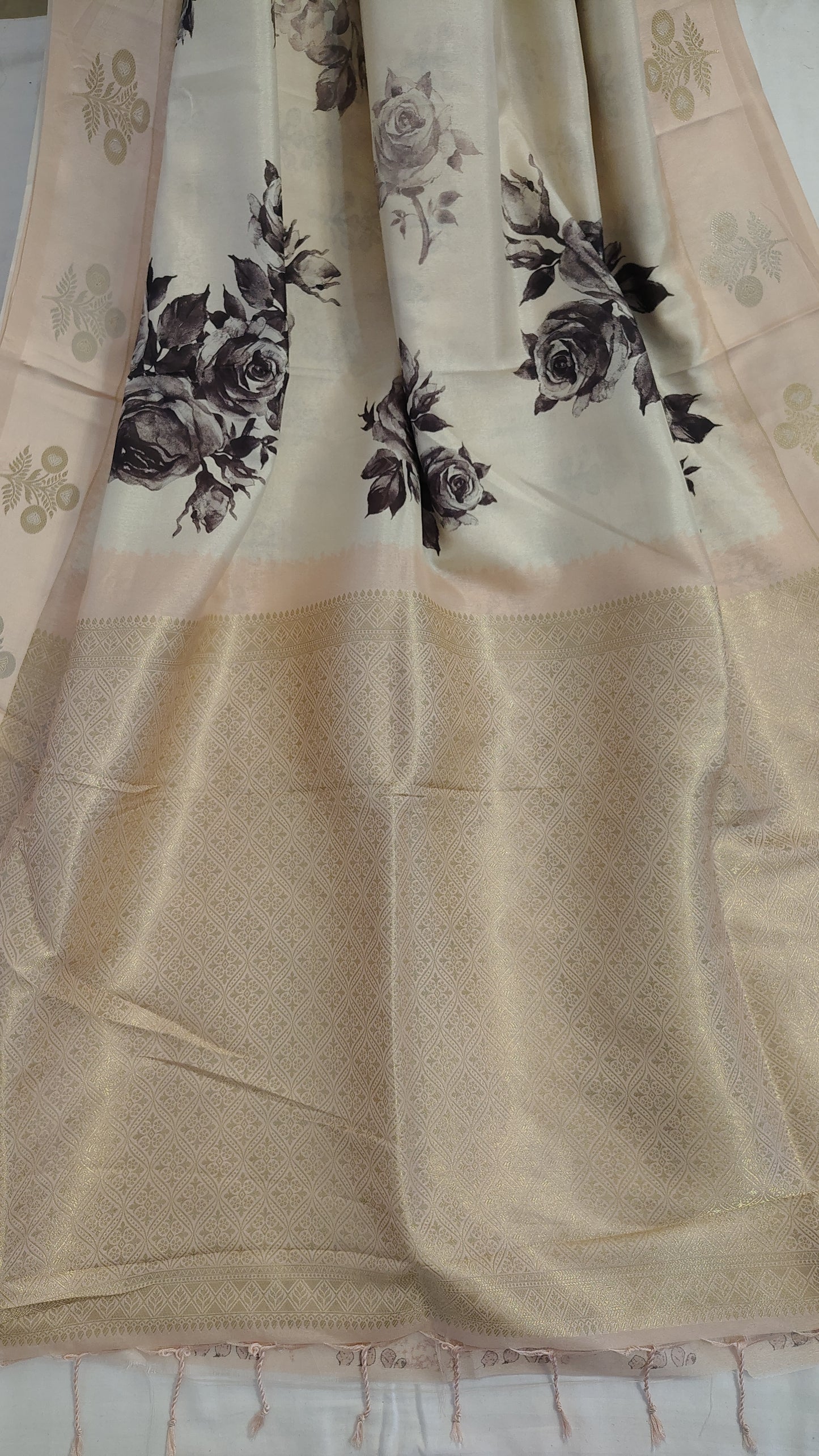 Ivory Semi Modal floral print  saree