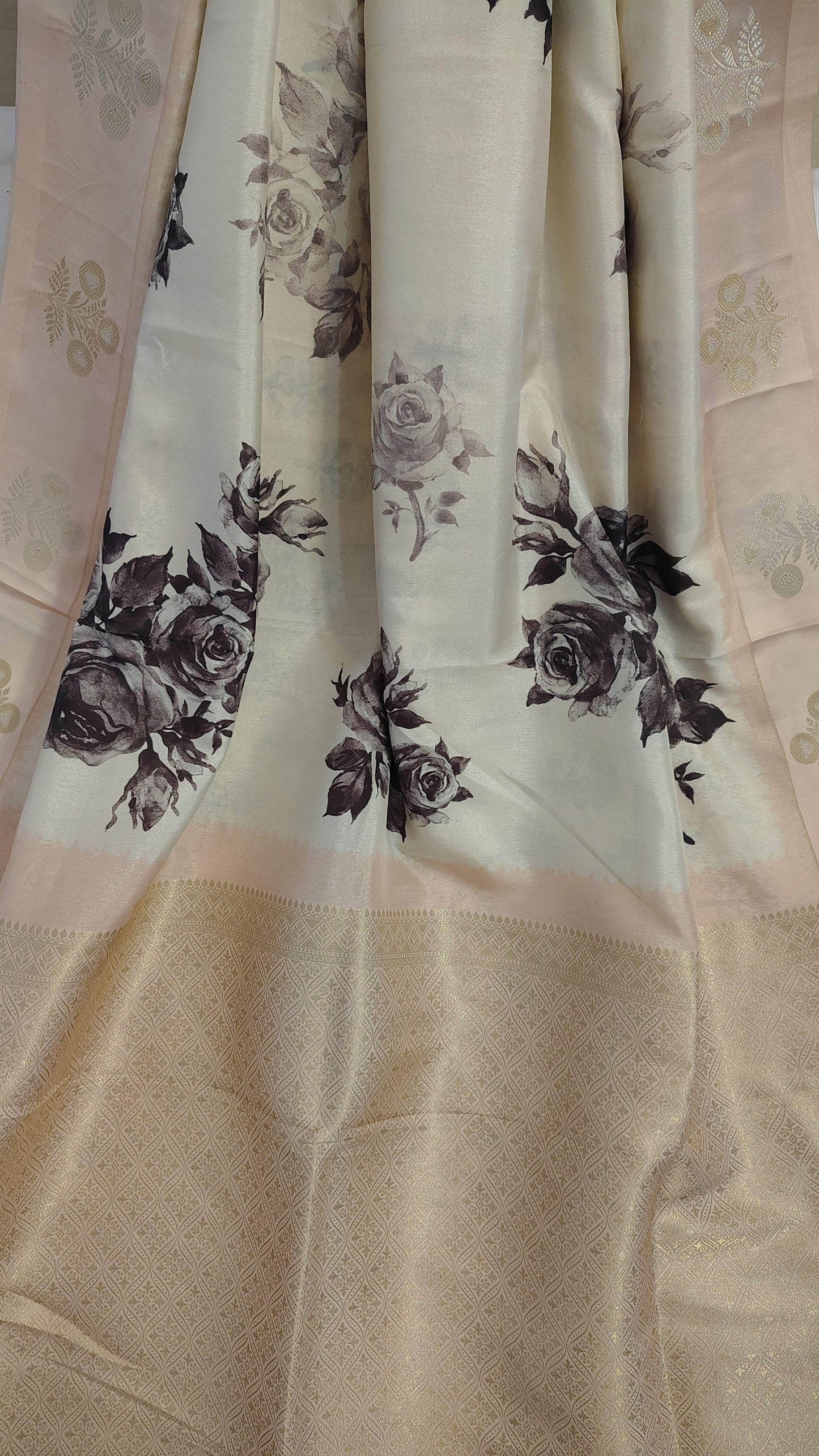 Ivory Semi Modal floral print  saree