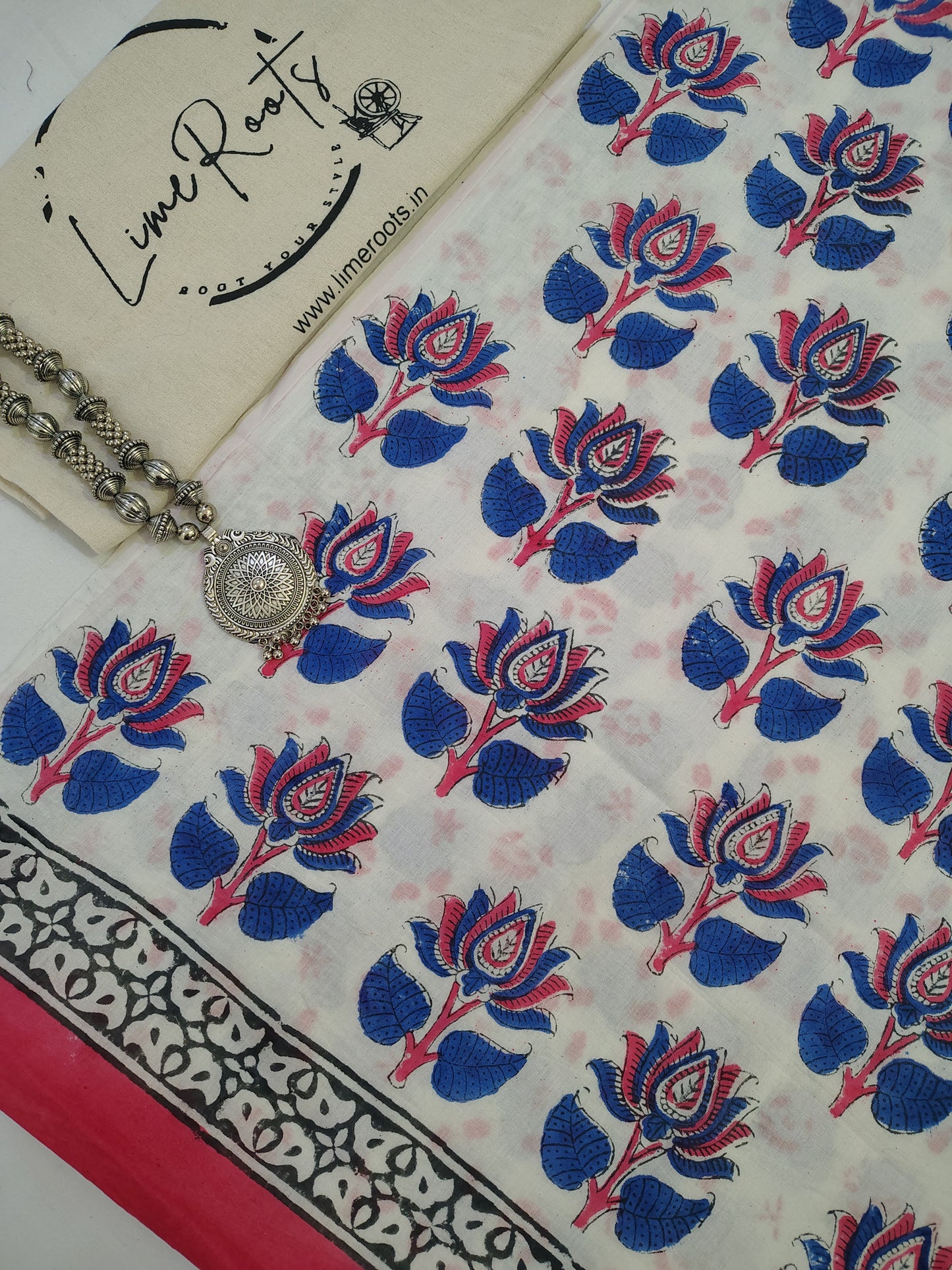 Purple Pure cotton elephant Handblock printed saree