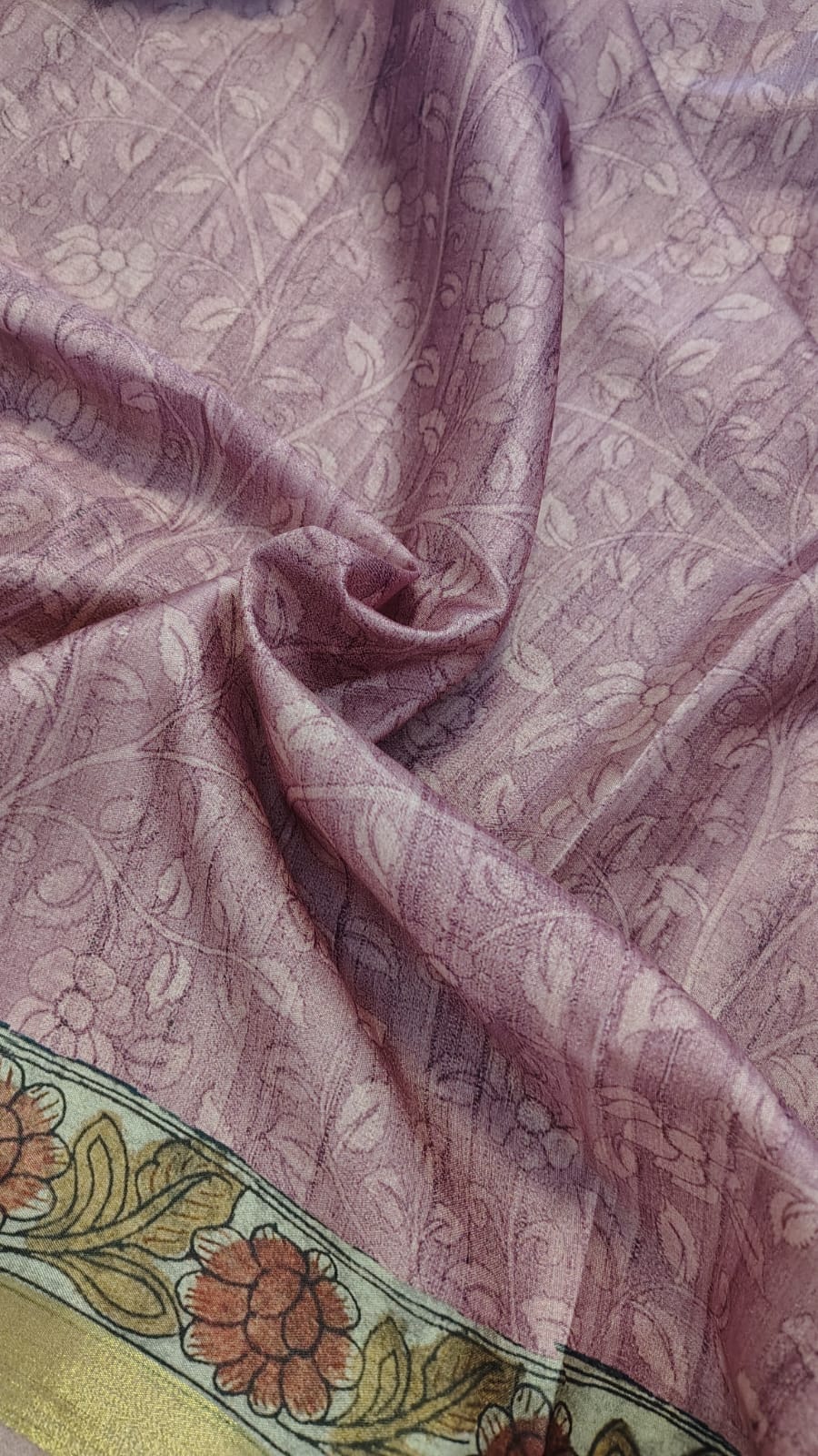 Green Soft semi tussar kalamkari silk