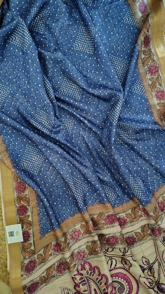 Lavender Soft semi tussar kalamkari silk