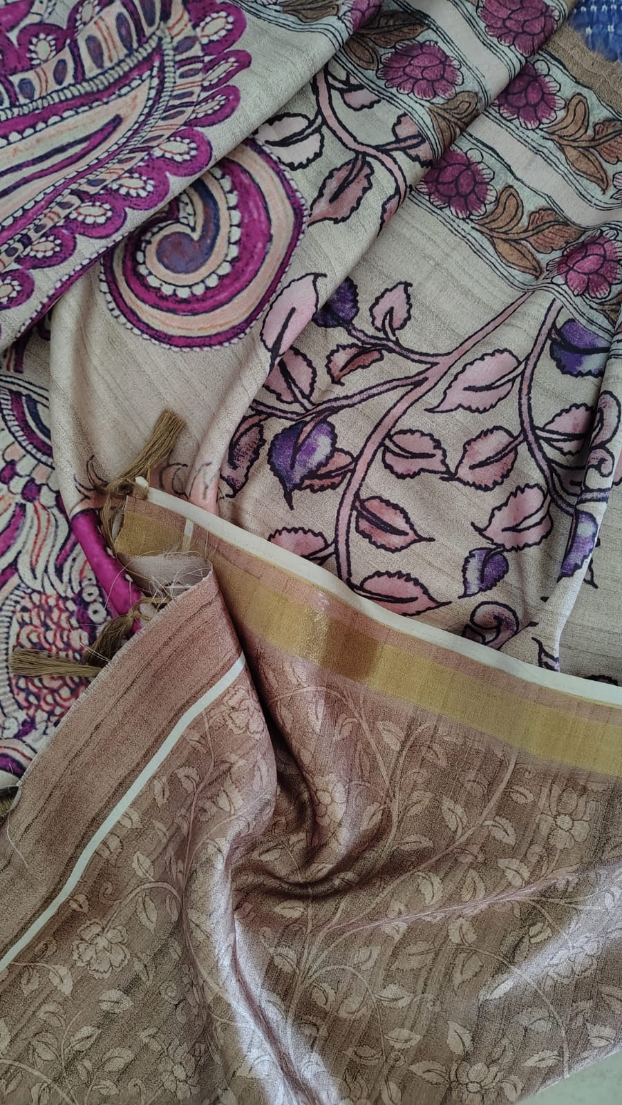 Lavender Soft semi tussar kalamkari silk