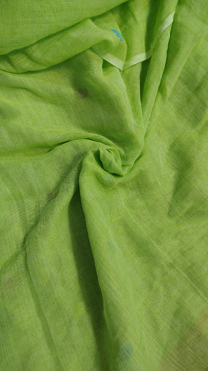 Lime Green Pure Linen tissue Paitani Saree