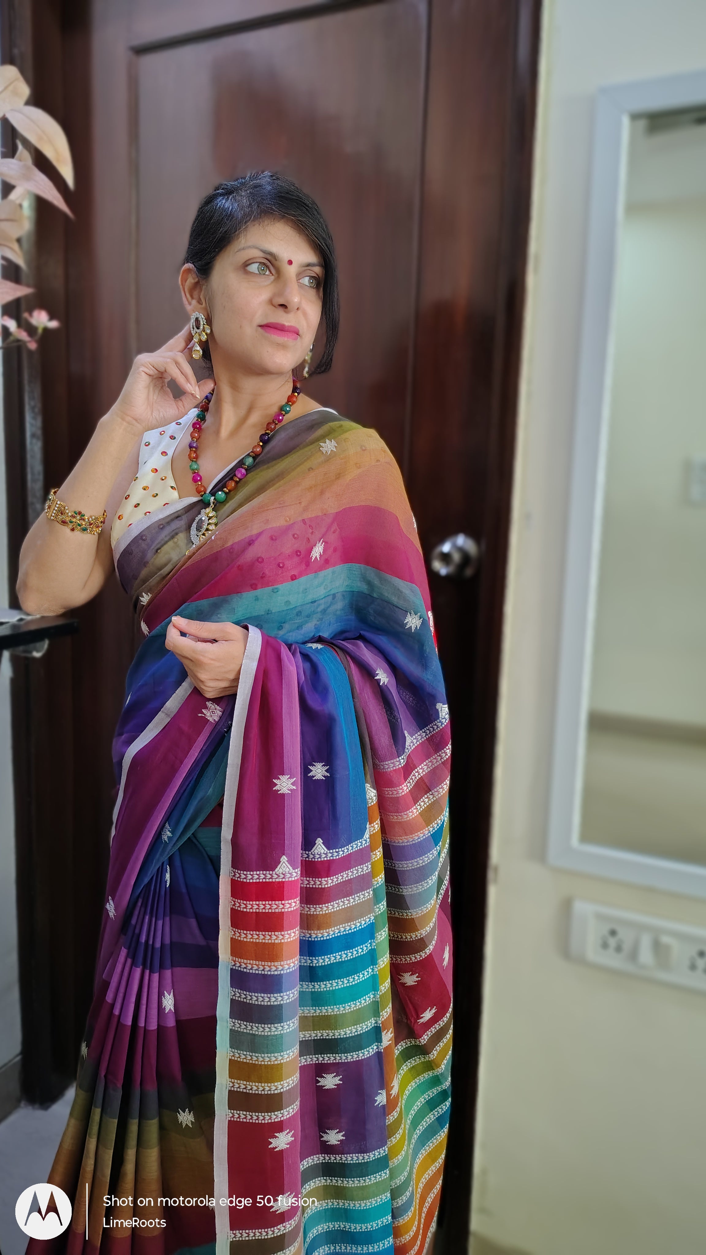 BHUJODI WEAVES - Multicolor Bhujodi Weaves | Handwoven Pure Cotton Sarees from Kutch - Limeroots