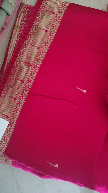 Pink Paithani border Satin Silk Saree