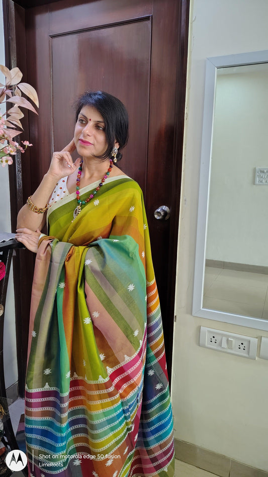 BHUJODI WEAVES - Multicolor Bhujodi Weaves | Handwoven Pure Cotton Sarees from Kutch - Limeroots