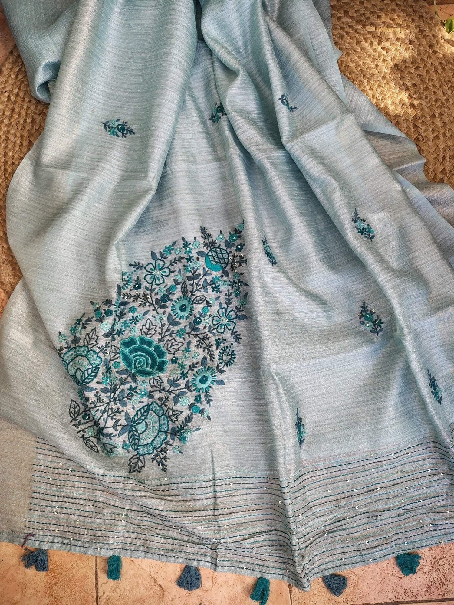 JUTE SILK - SKY BLUE, FULL VIEW