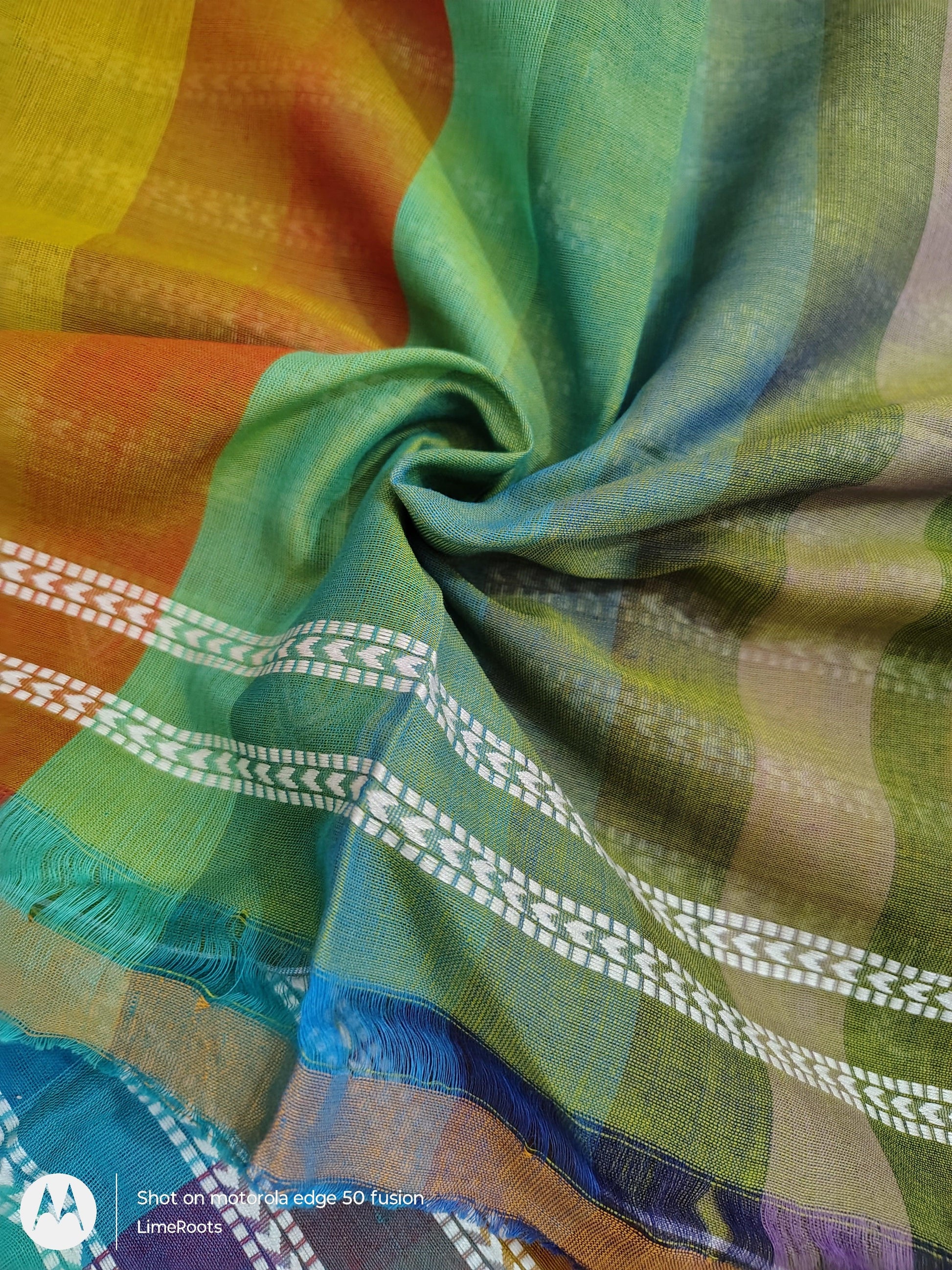 BHUJODI WEAVES - Multicolor Bhujodi Weaves | Handwoven Pure Cotton Sarees from Kutch - Limeroots