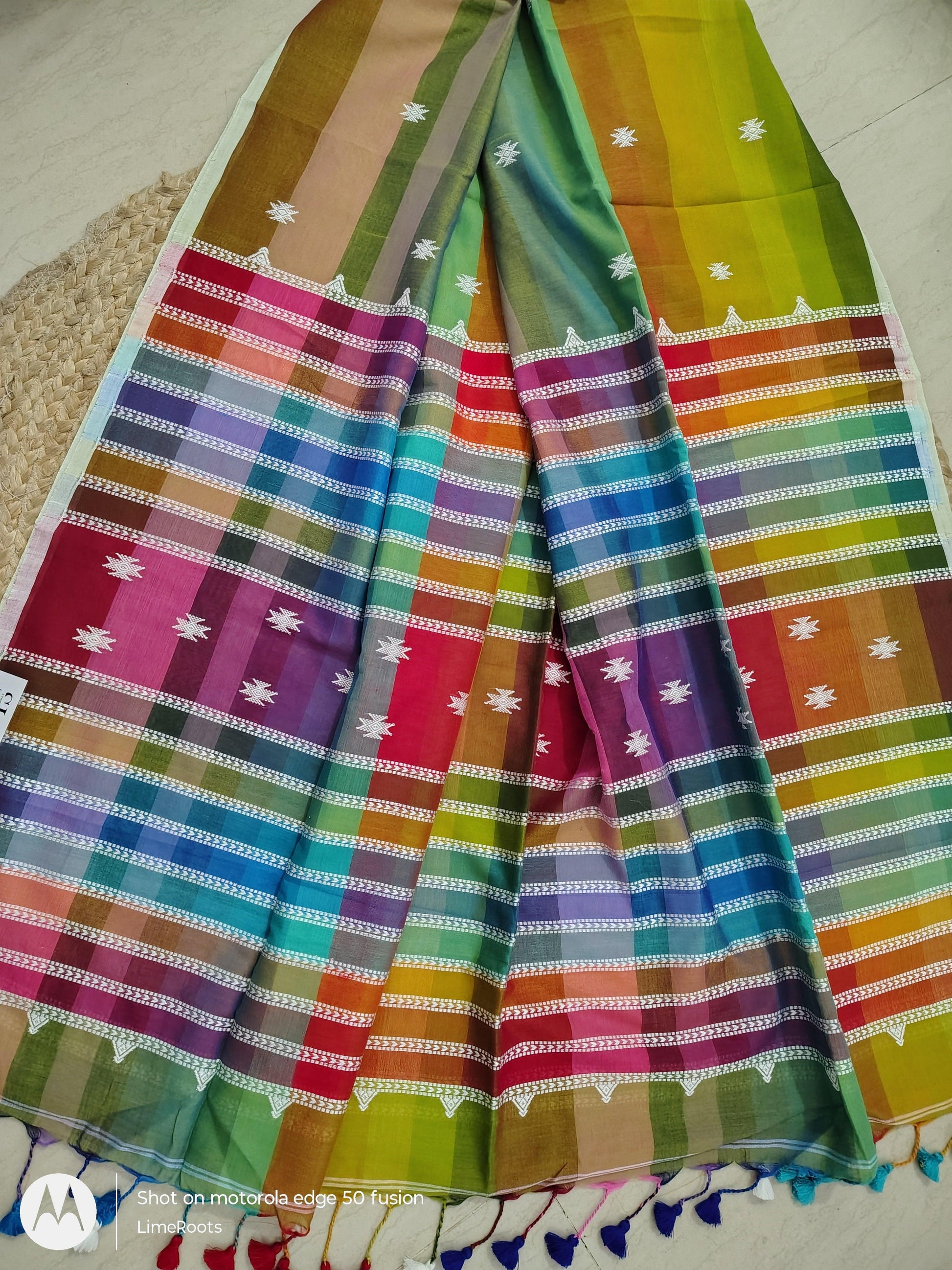 BHUJODI WEAVES - Multicolor Bhujodi Weaves | Handwoven Pure Cotton Sarees from Kutch - Limeroots